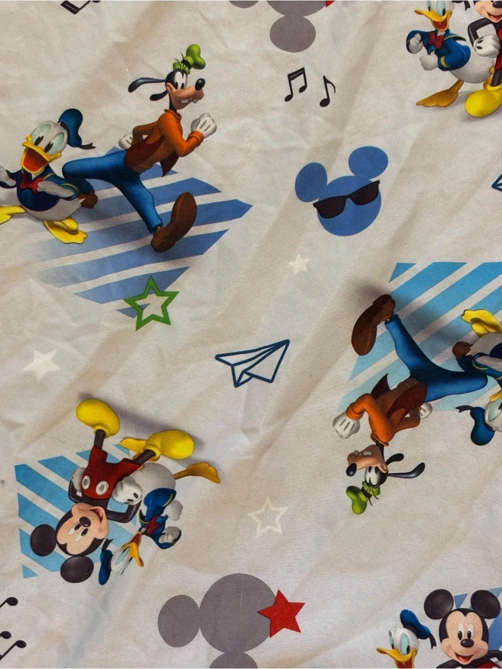 Vintage Disney Mickey/Donald/Goofy Gray Crib Toddler Fitted Sheet Bedding